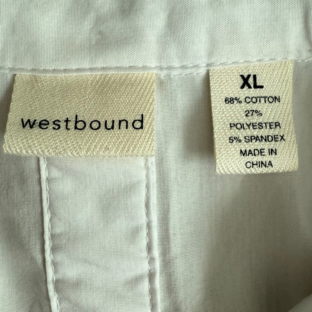 Westbound White Button Down Front AND Back‎ Long Roll Up Sleeves Blouse Size XL - Picture 6 of 7